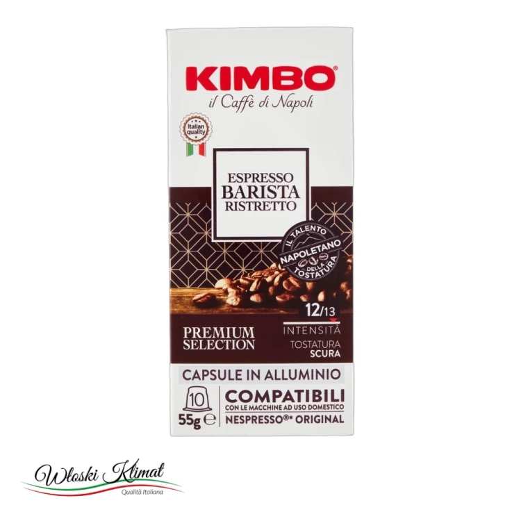 Kawa w kapsułkach Espresso Barista Ristretto 10 szt. KIMBO 55g - widok z przodu / opakowanie