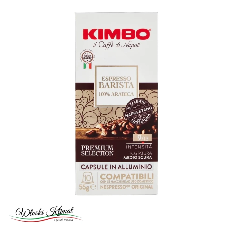 Kawa w kapsułkach Espresso Barista Arabica 100% 10 szt. KIMBO 55g - widok z przodu / opakowanie