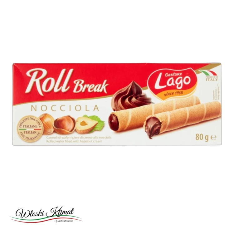 Rurki z nadzieniem orzechowym Roll Break Lago 80g - widok z przodu / opakowanie
