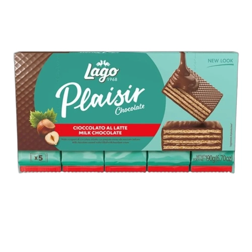 Wafle w mlecznej czekoladzie nadziewane kremem z orzechów laskowych LAGO 190g - widok szczegółowy 2