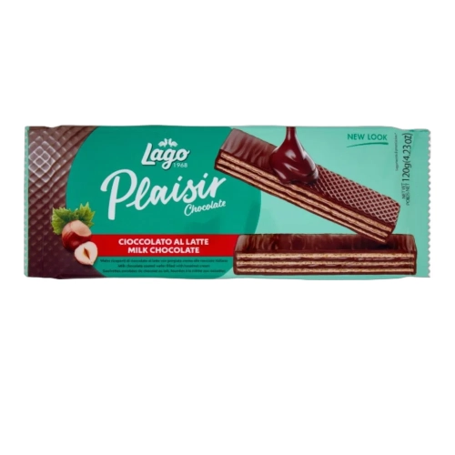 Wafle w mlecznej czekoladzie nadziewane kremem z orzechów laskowych Lago PLAISIR 120G - widok szczegółowy 2