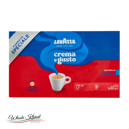 Kawa mielona Crema e Gusto Classico LAVAZZA 3x 250g - widok z przodu / opakowanie