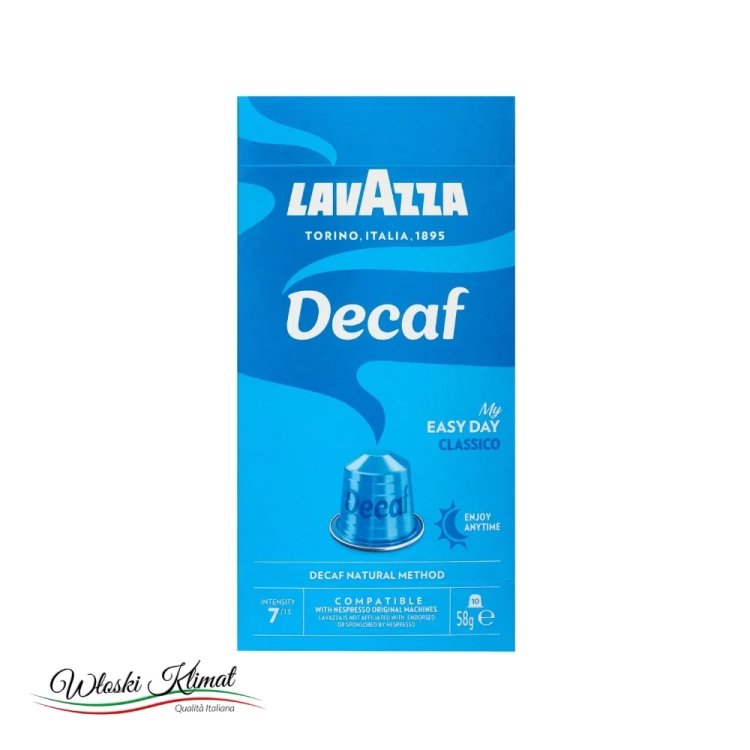 Kawa bez kofeiny w kapsułkach kompatybilnych z Nespresso 10 szt. Decaf LAVAZZA - widok z przodu / opakowanie