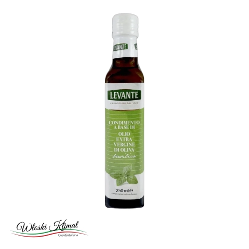 Oliwa z oliwek extra vergine z bazylią LEVANTE 250ml - widok z przodu / opakowanie