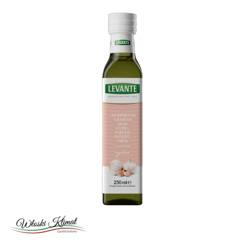 Oliwa z oliwek Extra Vergine z czosnkiem all' Aglio LEVANTE 250ml - widok z przodu / opakowanie