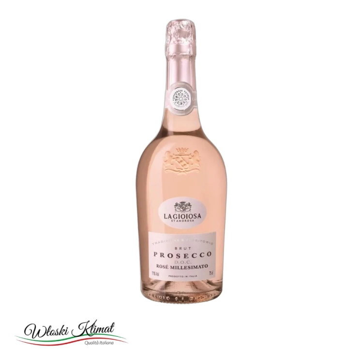 Wino bezalkoholowe różowe Rose 0,0% LA GIOIOSA 750ML - widok z przodu / opakowanie