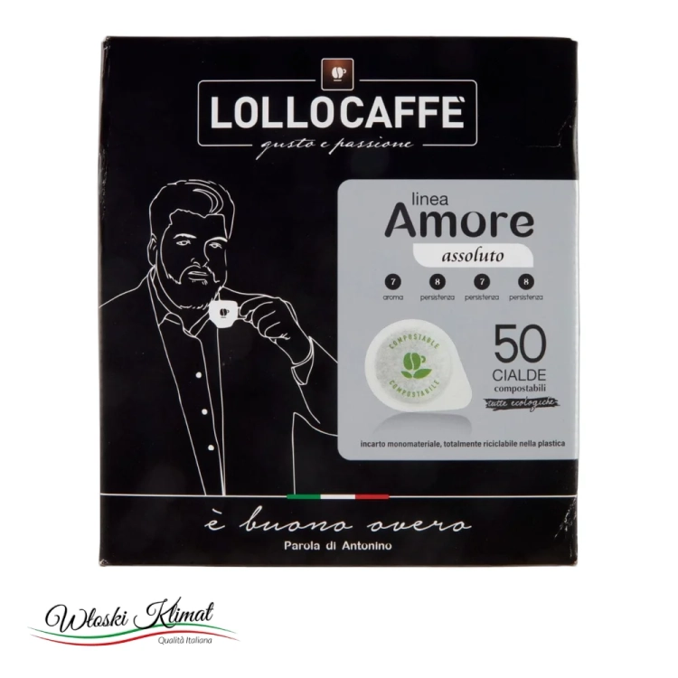 Kawa w saszetkach linea Amore assoluto LOLLOCAFFE 50szt - widok z przodu / opakowanie