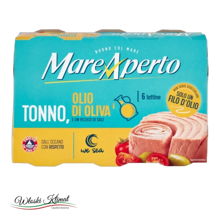 Tuńczyk Mare Aperto w oliwie w puszce (6x60g) 360g - widok z przodu / opakowanie