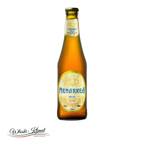 Piwo niefiltrowane Premium Weiss MENABREA 330ml - widok z przodu / opakowanie