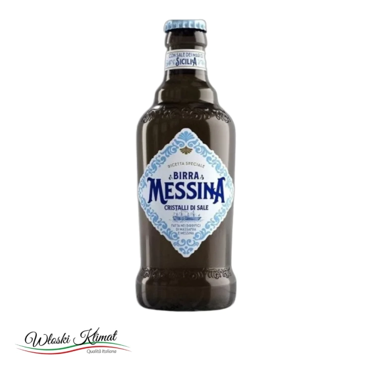 Piwo z kryształkami soli Cristalli di Sale MESSINA 330 ml - widok z przodu / opakowanie