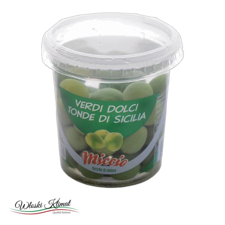 Oliwki zielone  z pestką MAXI 00 Sycylijskie Miccio 200g - widok z przodu / opakowanie