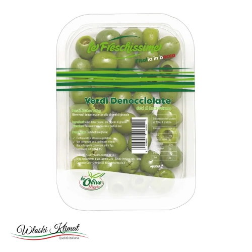 Zielone oliwki bez pestek duże CASTELVETRANO 120g - widok z przodu / opakowanie
