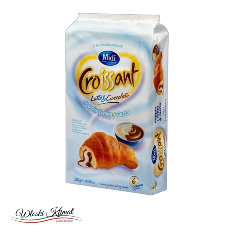 Rogaliki z nadzieniem mleczno czekoladowym x 6 MIDI 300 g - widok z przodu / opakowanie