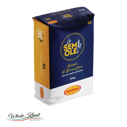 Semola z włoskiej pszenicy Grano Duro Blu MININNI 25kg - widok z przodu / opakowanie