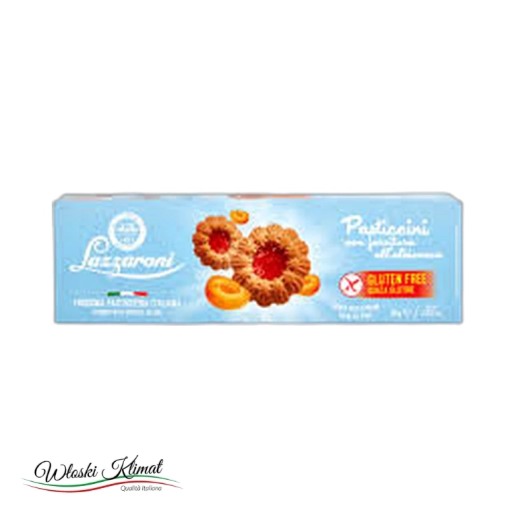 Ciastka kruche z marmoladą morelową bez glutenu Pasticcini Lazzaroni 80g widok 1