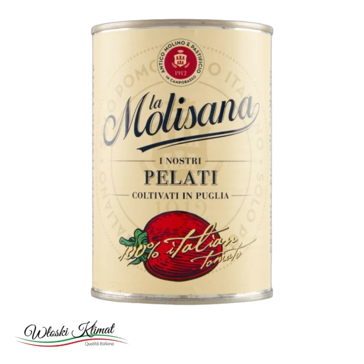 Pomidory bez skórki pelati w puszce Puglia Molisana 400g - widok z przodu / opakowanie