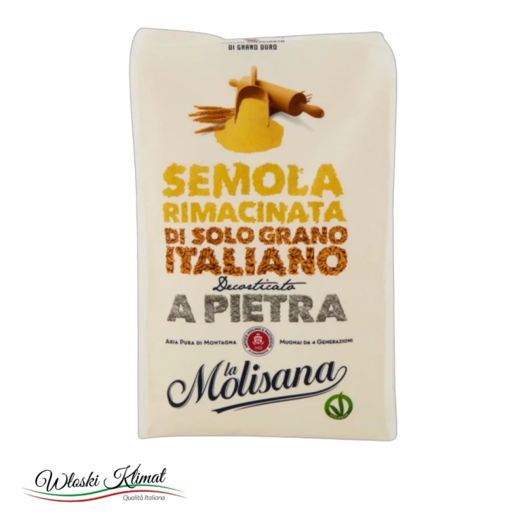 Semola z włoskiej pszenicy 100% Rimacinata a pietra Molisana 1kg - widok z przodu / opakowanie