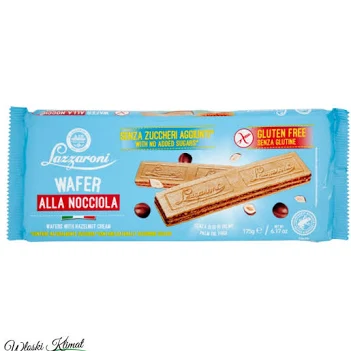 Wafelki orzechowe bez glutenu i dodatku cukru Lazzaroni 175g widok 1