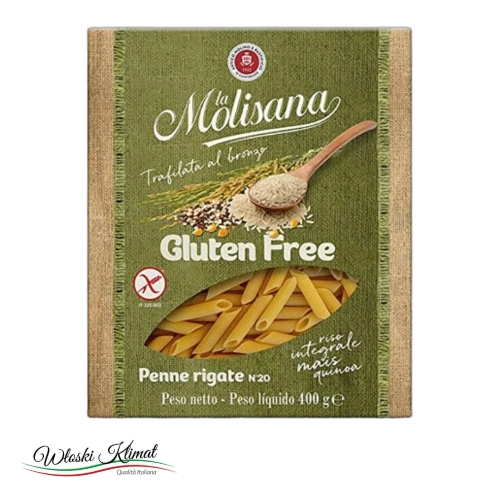 Makaron rurki bez glutenu Penne Rigate gluten free LA MOLISANA 400g - widok z przodu / opakowanie