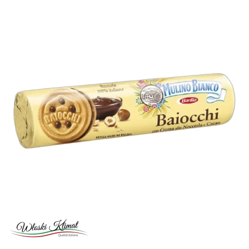 Ciastka nadziewane  kremem z orzechów laskowych Baiocchi Mulino Bianco 168 g - widok z przodu / opakowanie