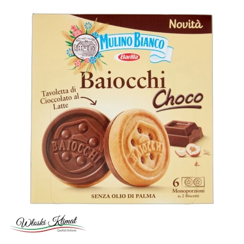 Ciastka z kremem czekoladowo orzechowym  Baiocchi Choco MULINO BIANCO 144g - widok z przodu / opakowanie