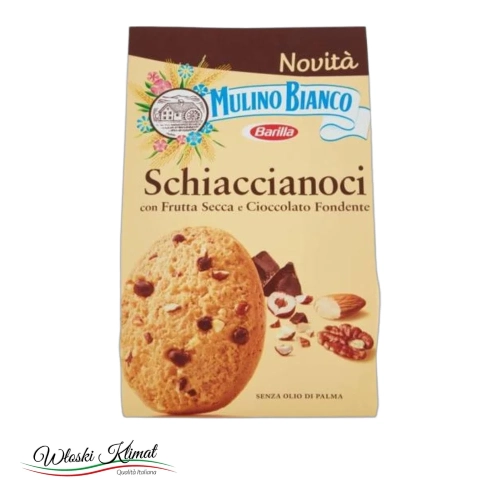 Ciastka kruche z kawałkami orzechów i czekolady Schiaccianoci Mulino Bianco 300g - widok z przodu / opakowanie