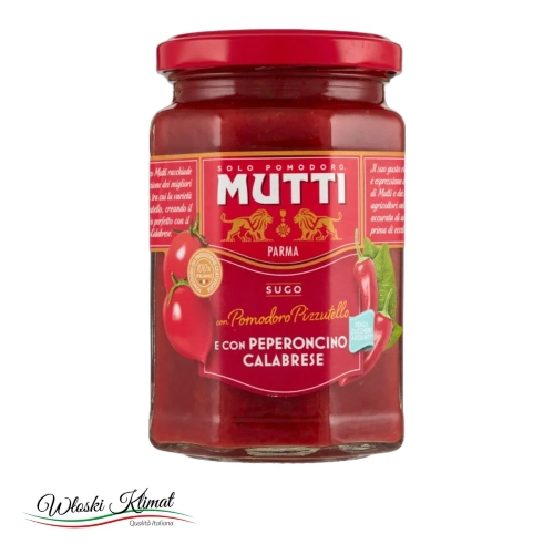 Sos pomidorowy Pizzutello z Papryczką Kalabryjską MUTTI  280g - widok z przodu / opakowanie