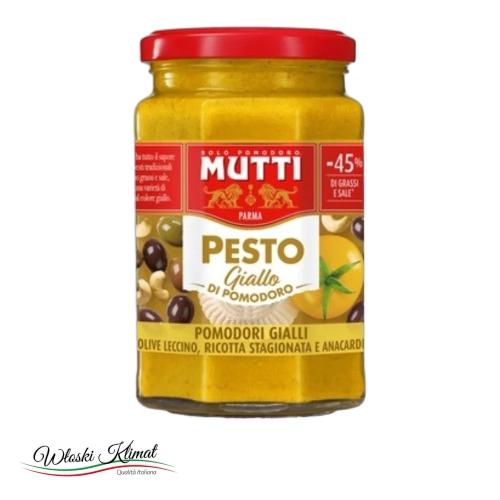 Pesto z żółtych pomidorów Pesto Giallo Mutti 180g - widok z przodu / opakowanie