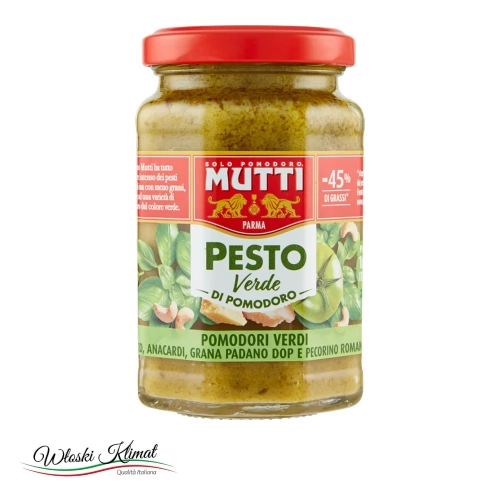 Pesto z zielonych pomidorów z bazylią Mutti 180 g - widok z przodu / opakowanie