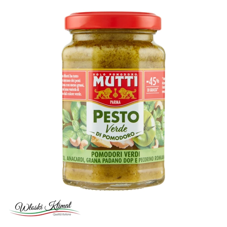 Pesto z zielonych pomidorów z bazylią Mutti 180 g - widok z przodu / opakowanie