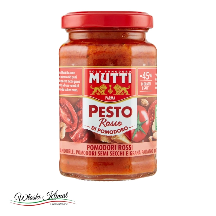Pesto z pomidorami suszonymi i migdałami Mutti 180 g - widok z przodu / opakowanie