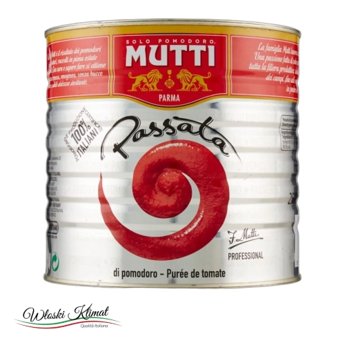 Przecier pomidorowy Passata w  dużej puszce MUTTI 2,5kg - widok z przodu / opakowanie