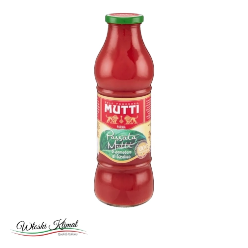 Przecier pomidorowy z bazylią Passata con Basilico Mutti 700g - widok z przodu / opakowanie