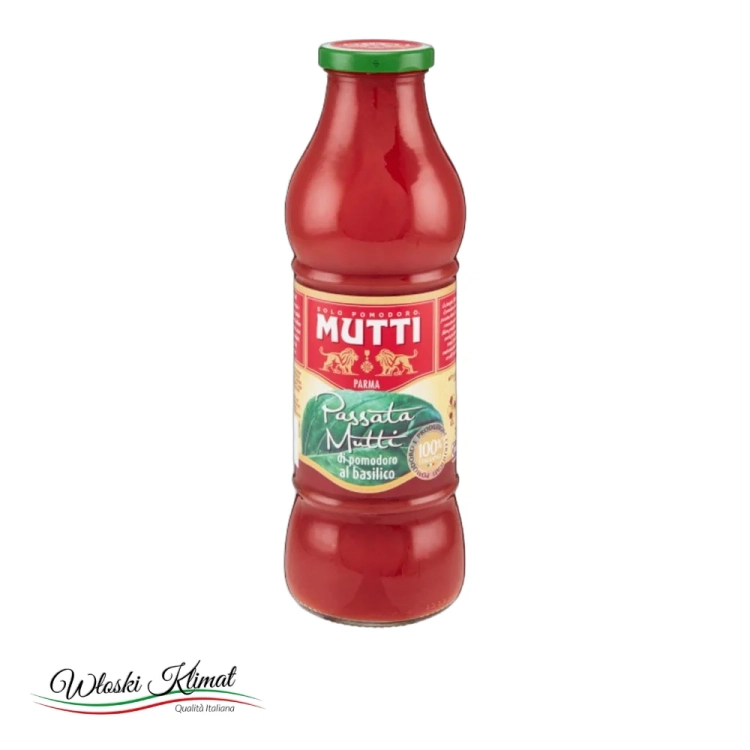Przecier pomidorowy z bazylią Passata con Basilico Mutti 700g - widok z przodu / opakowanie