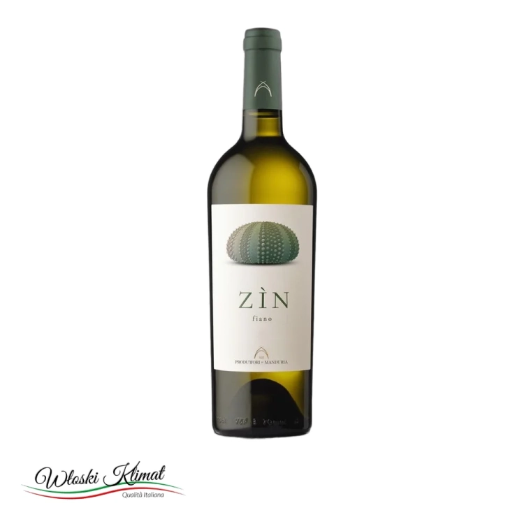 Wino wytrawne białe Zin Salento IGP FIANO Manduria 750ml - widok z przodu / opakowanie