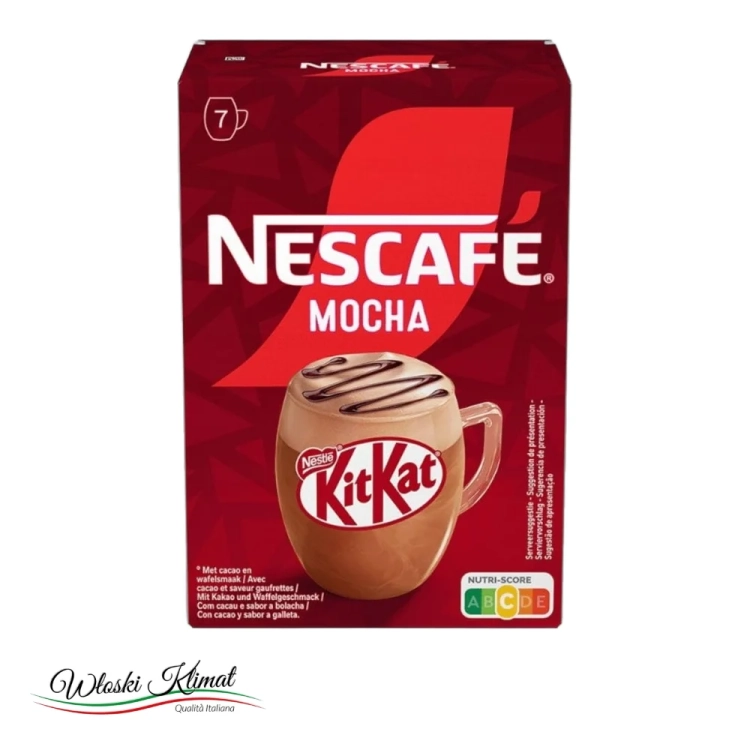Kawa rozpuszczalna w saszetkach waflowo - czekoladowa Nescafe Mocha Cafe KITKAT 147g - widok z przodu / opakowanie
