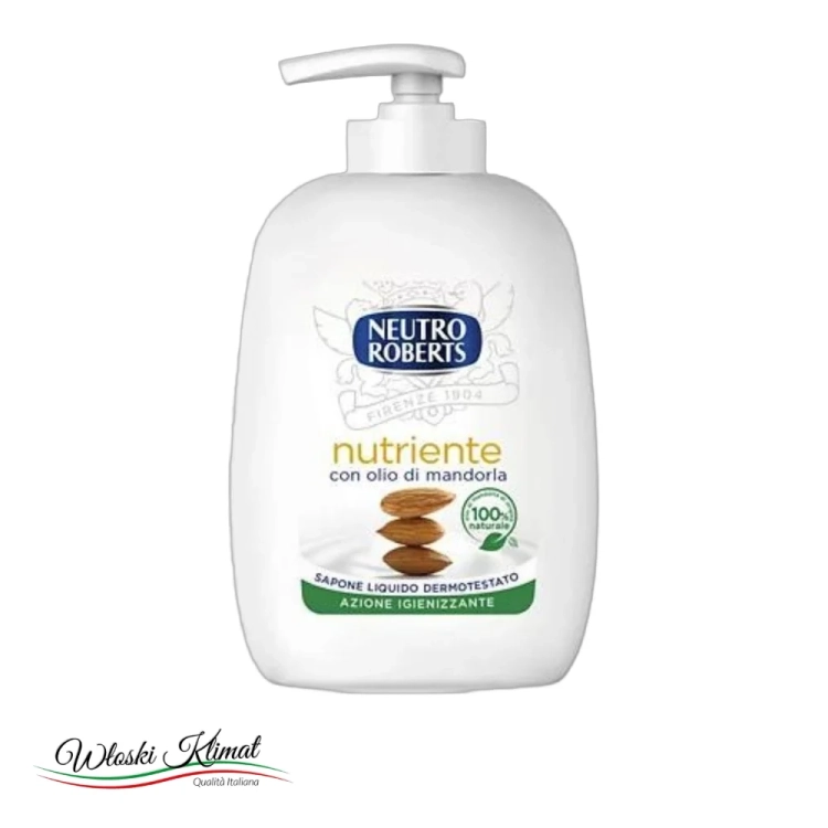Mydło w płynie odżywcze Migdał nutriente Mandorla Neutro Roberts 200ml - widok z przodu / opakowanie