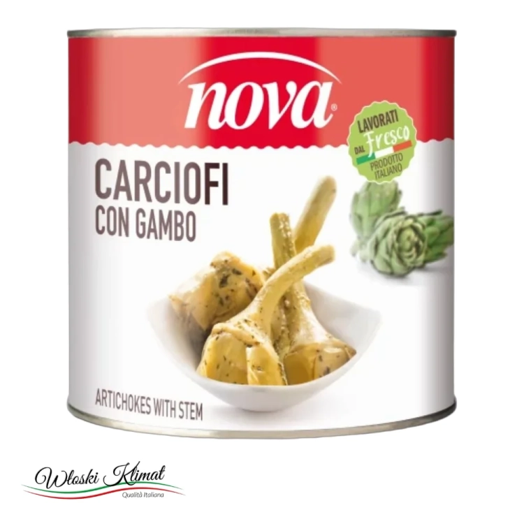 Karczochy z nóżką Carciofi con Gambo w zalewie NOVA 2500g - widok z przodu / opakowanie