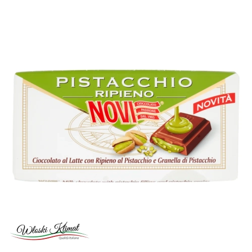 Czekolada mleczna z nadzieniem pistacjowym Novi 105 g - widok z przodu / opakowanie