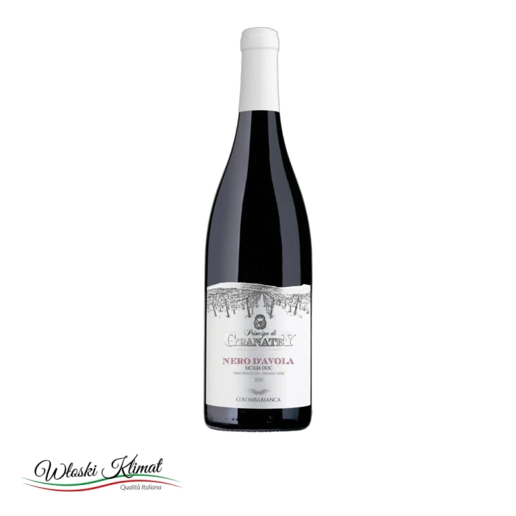 Wino czerwone wytrawne Principe di Granatey Nero d’Avola Sicilia DOC 750ml - widok z przodu / opakowanie