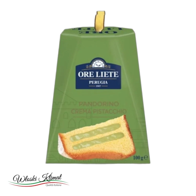 Włoska babka Pistacjowa Pandoro Pistacchio Ore Liete 100g - widok z przodu / opakowanie