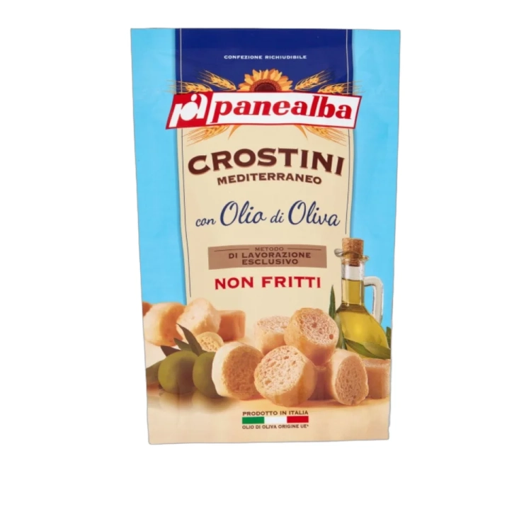 Mini grzanki chlebowe śródziemnomorskie w oliwie z oliwek CROSTINI MEDITERRANO Panealba 100g - widok szczegółowy 2