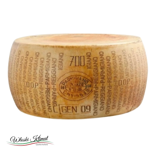 Ser długo dojrzewający cały krąg Parmigiano Reggiano DOP 30 miesięcy 36,8kg - widok z przodu / opakowanie