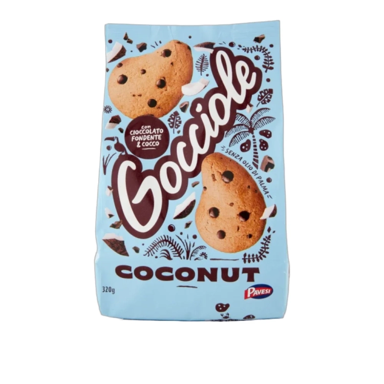 Ciastka kruche z ciemną czekoladą i kokosem  Gocciole  coconut PAVESI 320g - widok szczegółowy 2