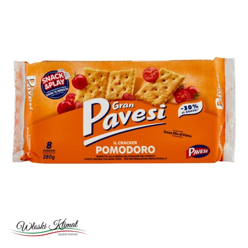 Krakersy pomidorowo-ziołowe GRAN PAVESI Pomodoro 280g - widok z przodu / opakowanie
