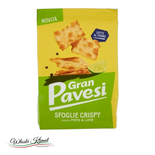 Krakersy o smaku pieprzu i limonki Pepe e Lime Gran PAVESI 150g - widok z przodu / opakowanie