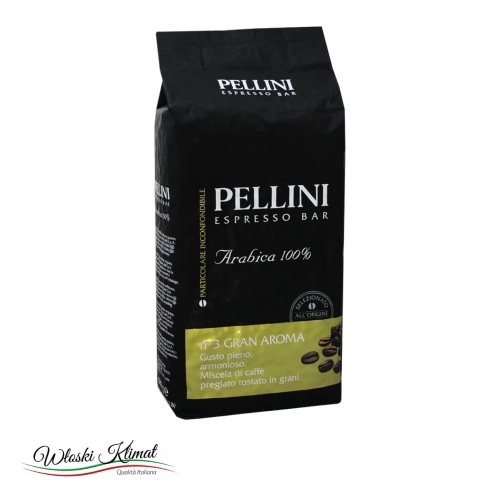 Kawa ziarnista 100% Arabica Gran Aroma PELLINI 1kg - widok z przodu / opakowanie