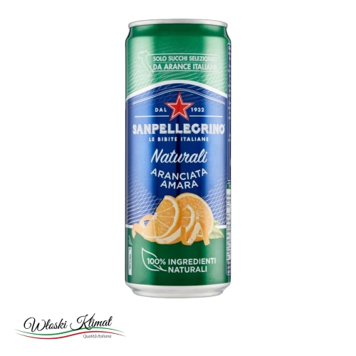 Napój gazowany o smaku gorzkiej pomarańczy Aranciata Amara SAN PELLEGRINO 330ml - widok z przodu / opakowanie