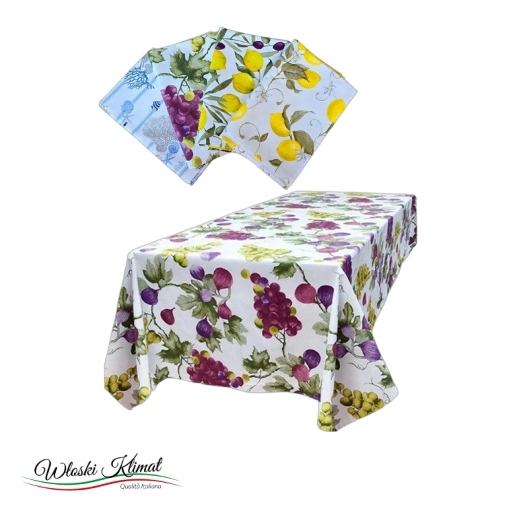 Obrus włoski wzory mix 100% bawełna 140 x 180cm PEZZOLI - widok z przodu / opakowanie