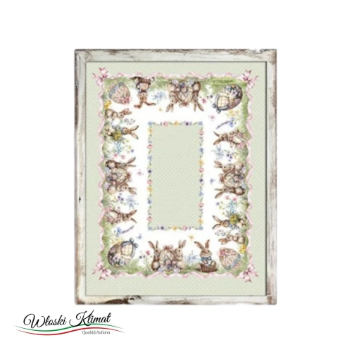 Obrus Wielkanocny Green Rabbit 100% bawełna PEZZOLI 140 x 245cm - widok z przodu / opakowanie
